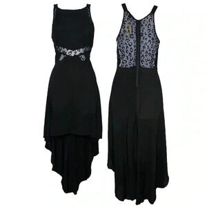 Forever 21 Flowy Black Hi-Low Animal Print Leopard Cheetah Boho Causal Dress